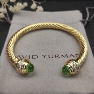 💠 NWT David Yurman 7mm Gold Green Stone Diamond Bracelet